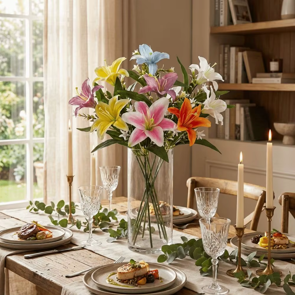 Branche de fleurs artificielles en plastique pour centre de table