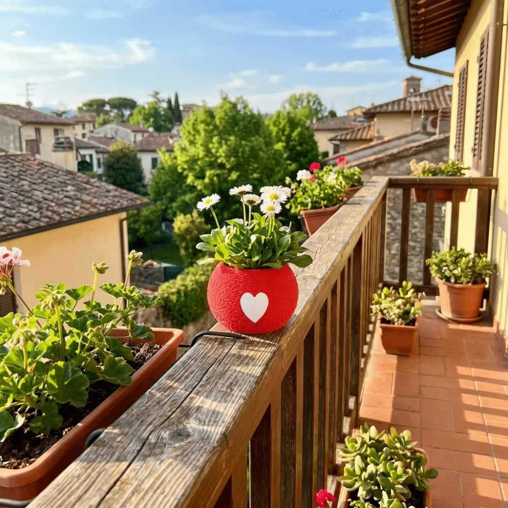 Pot de plante imprimé en 3D avec motif de cœur unique