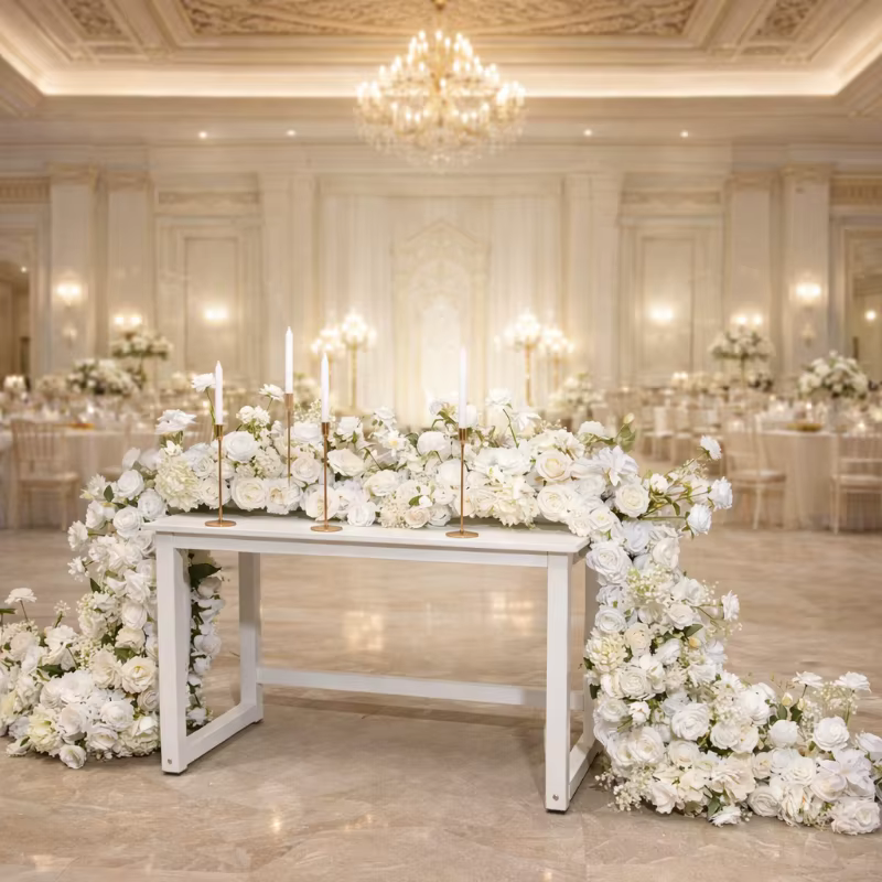 Rangées de roses artificielles