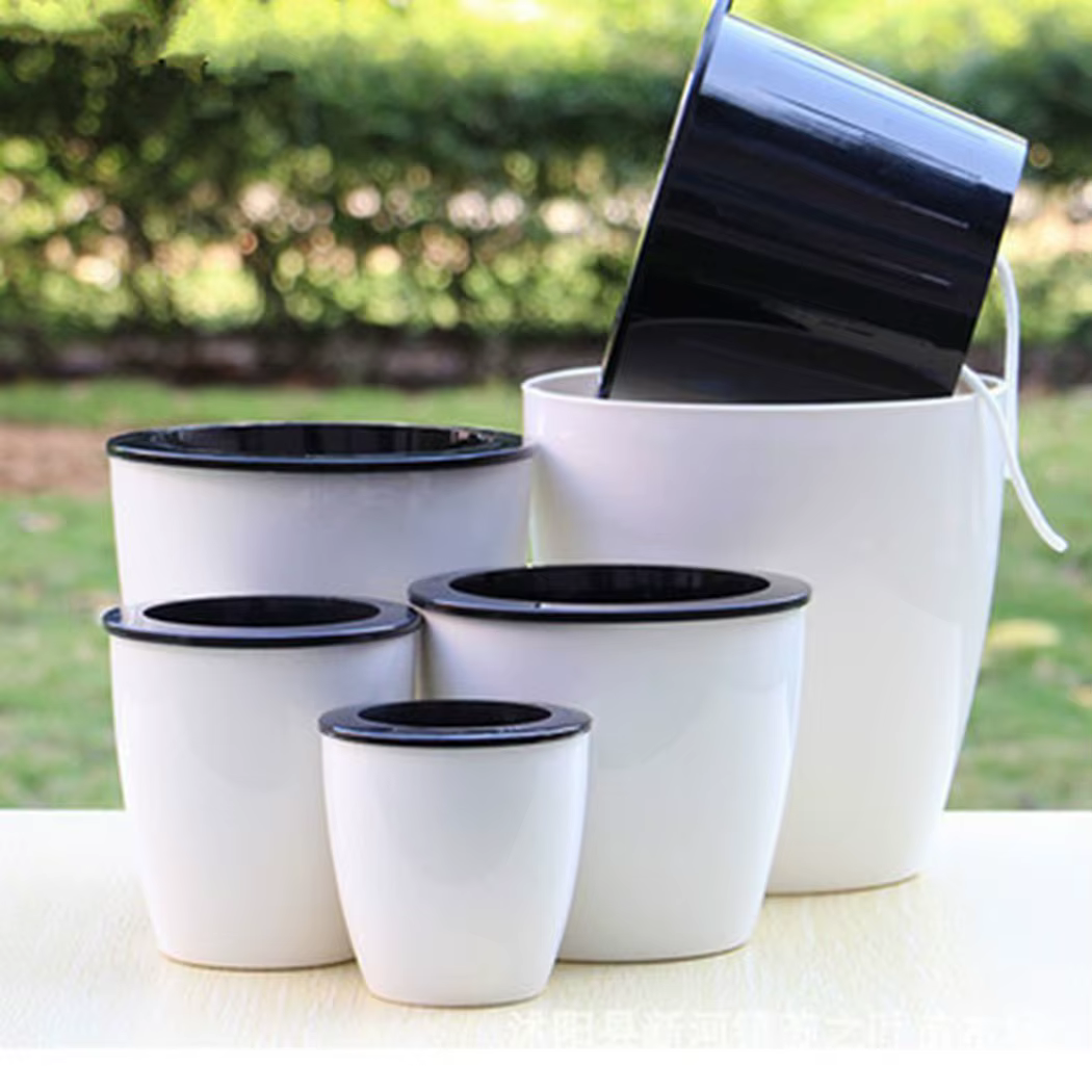 Pot de fleur paresseux en plastique à absorption d'eau automatique