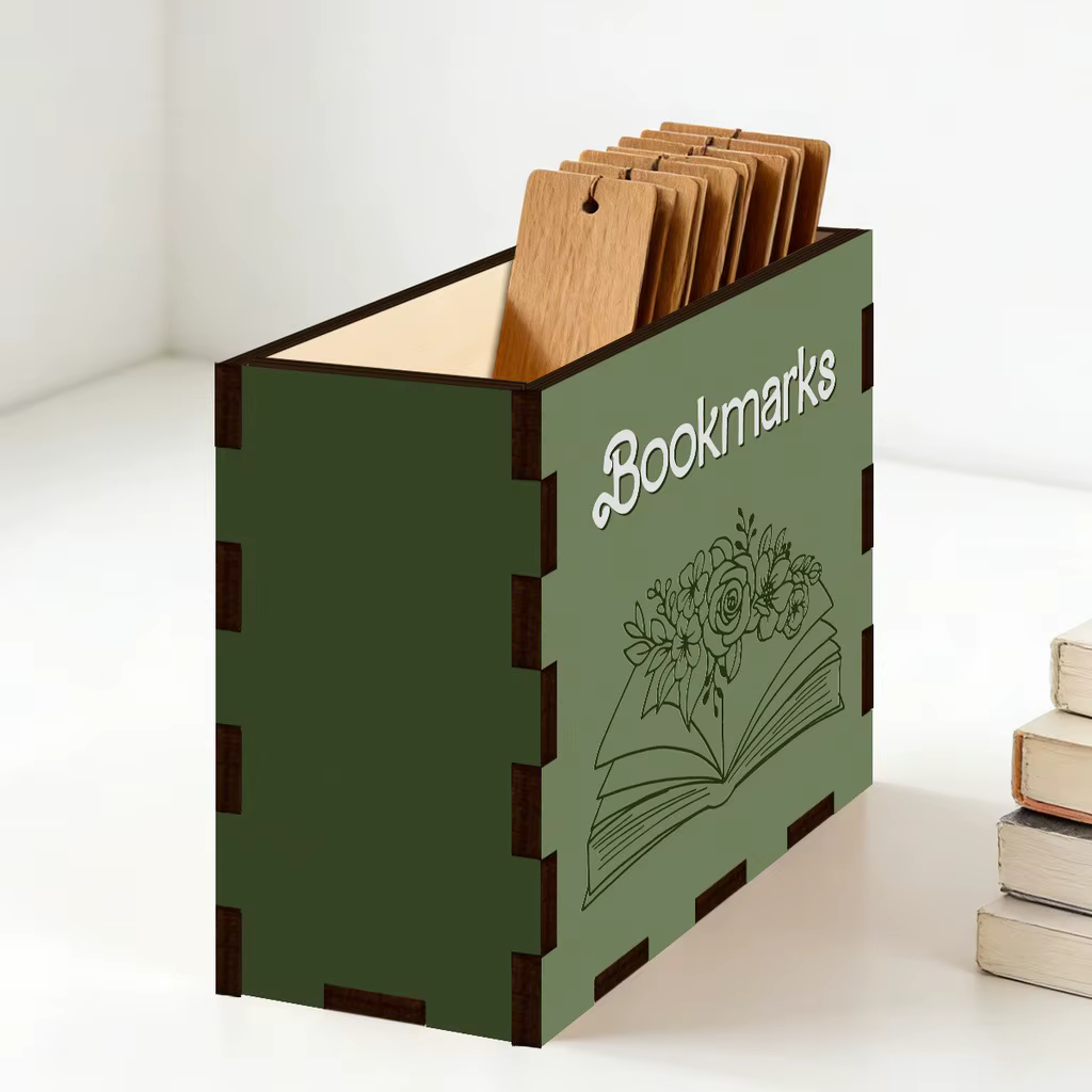 Porte-marque-pages en bois en forme de livre, boîte de rangement de bureau, accessoire littéraire, décoration intérieure, fournitures de bureau, cadeau pour les amoureux des livres