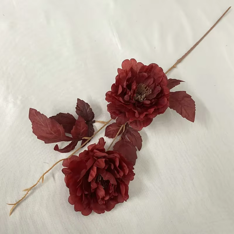 Série rouge fleurs artificielles pivoines Roses arc de mariage décoration de fête de vacances fausse fleur Simulation Rose plante florale
