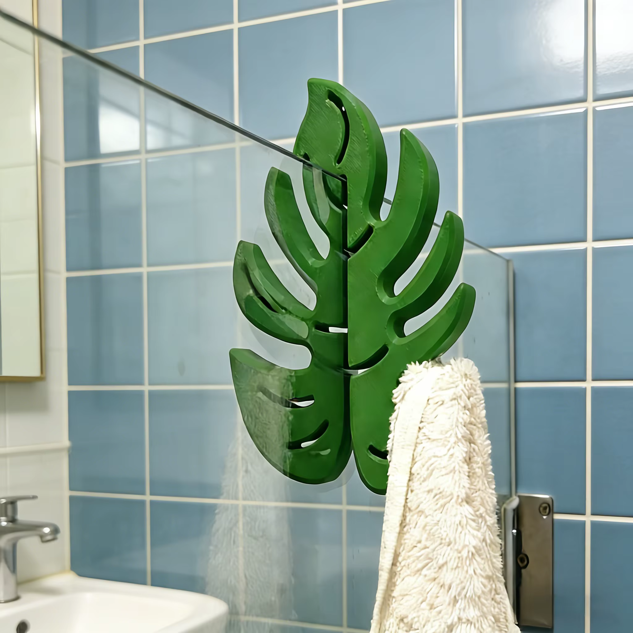 Crochets de salle de bain Monstera vert