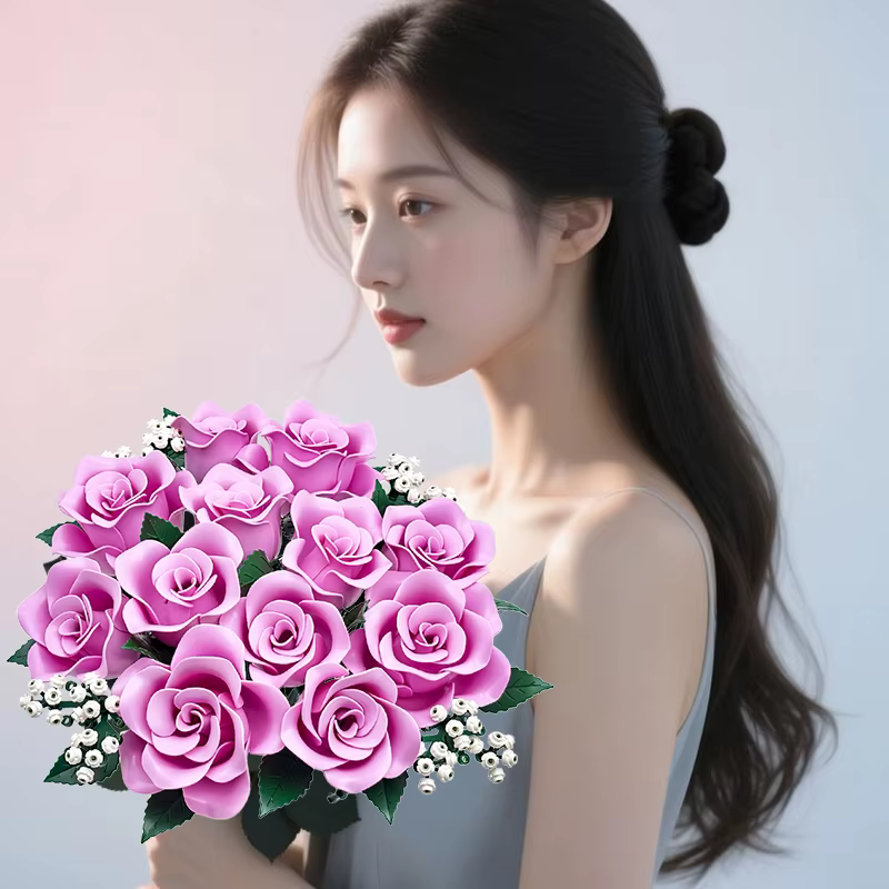 Bouquet de construction de roses roses