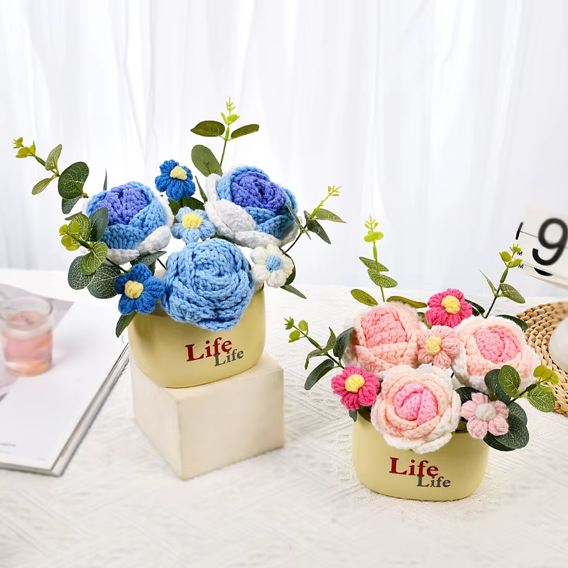 Bouquets de fleurs artificielles en crochet finis
