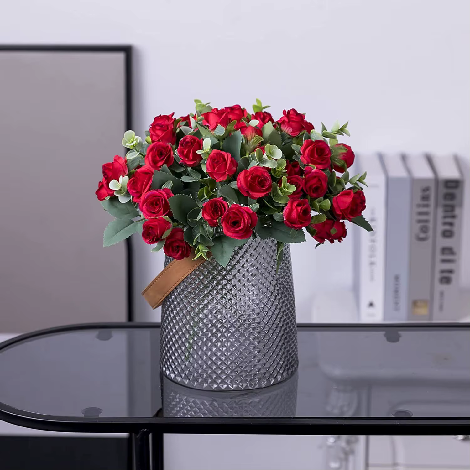 Bouquet de roses artificielles en soie