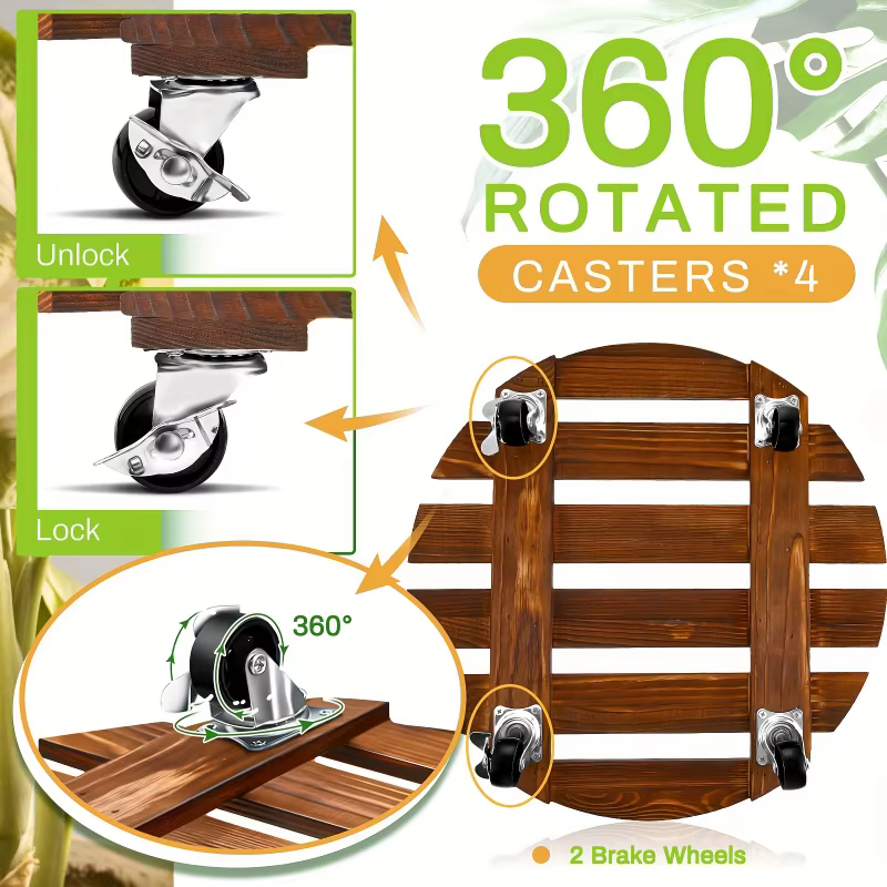 Support de plante à roulettes avec roues