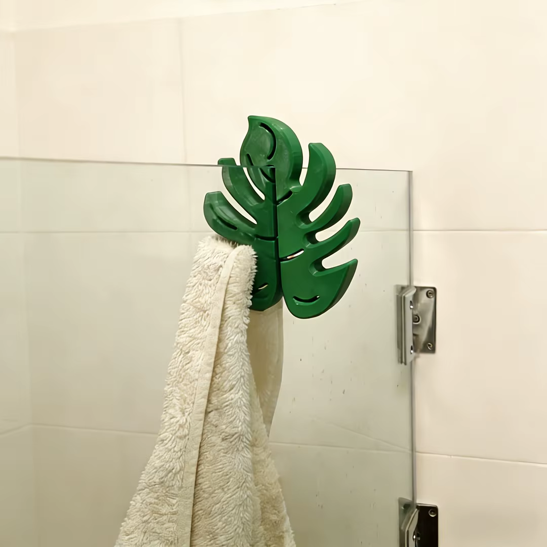 Crochets de salle de bain Monstera vert