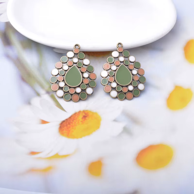 Ensemble de pendentifs bohème vert olive
