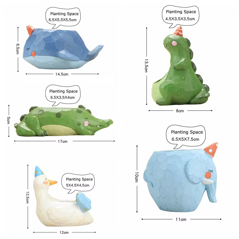 Pots de fleurs d'animaux mignons pour plantes succulentes
