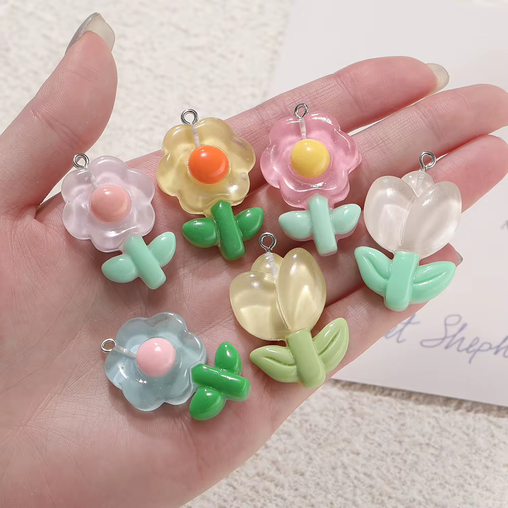 Pendentif tulipe tournesol en résine