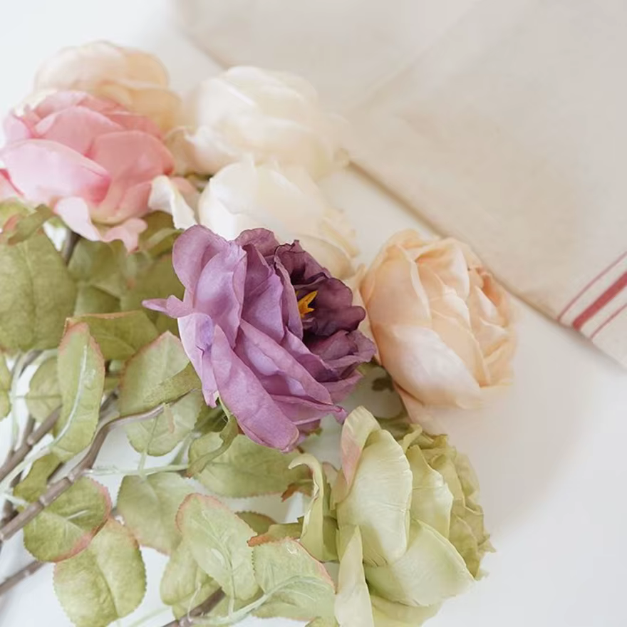 Artificialflower Caramel Rose Haute Qualité Jardin Cour De Mariage Mariée Bouquet Couronne Maison Table Vase Festival Bricolage Cadeau Décor