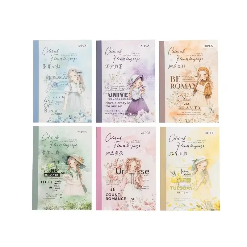 20 pièces épissage fleur langue matériel anglais main compte journal Scrapbook couleur encre autocollants pack motif