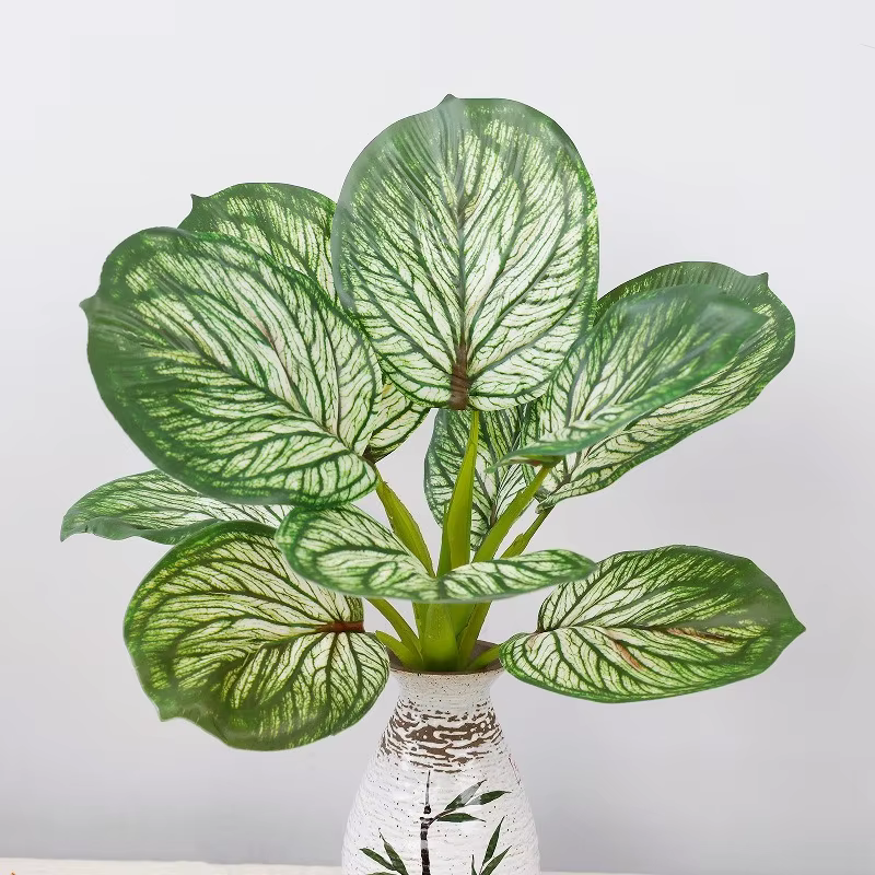 2 pièces plantes vertes artificielles en plastique feuilles de pomme Bouquet mariage Canna feuille plante Simulation fleur Auditorium décoration