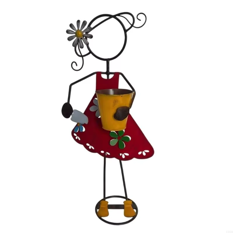 Support Figurine Pot fleur jardinière d'extérieur avec aspect métallique patiné pour affichage Table porche