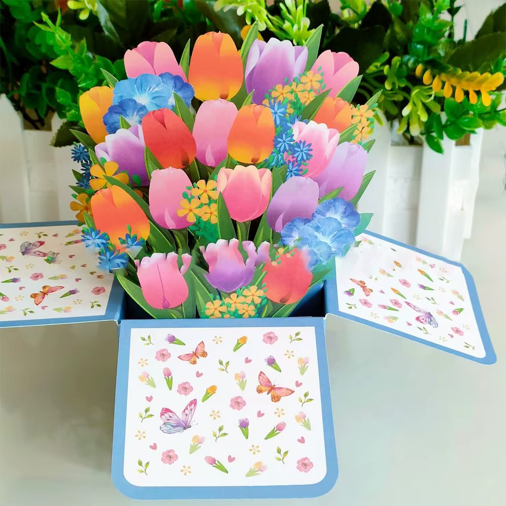 Carte de Bouquet de Fleurs Pop-Up en 3D