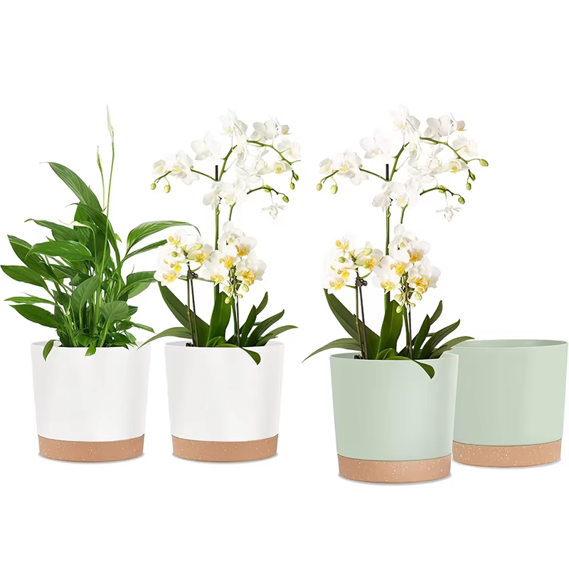 Paquet de 2, jardinières pour plantes d'intérieur avec trous de drainage et base amovible