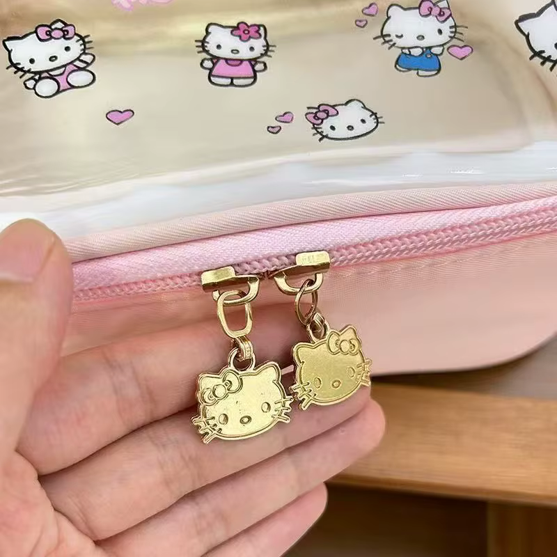 Sac à main pour femme Hello Kitty, accessoire de dessin animé, sac de rangement pour cosmétiques, matériau PVC imperméable, grande capacité
