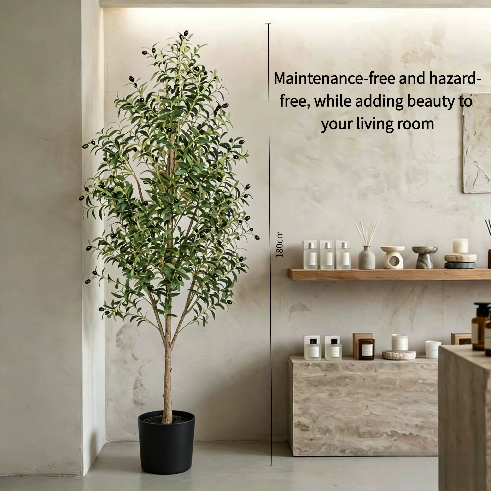 Arbre d'olivier artificiel non dangereux de 110/150/180 cm avec pot
