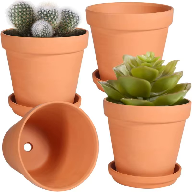 Petits Pots en terre cuite de 3 pouces avec soucoupe