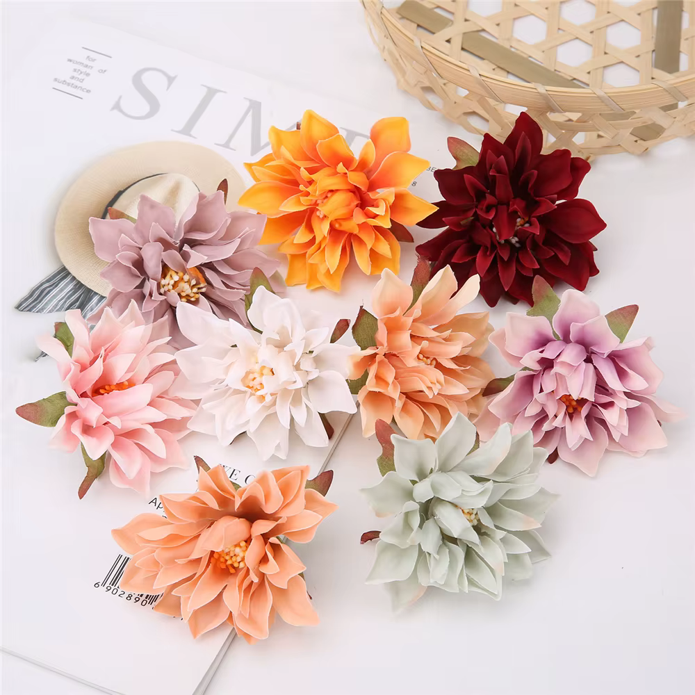 Têtes de fleurs Dahlia artificielles