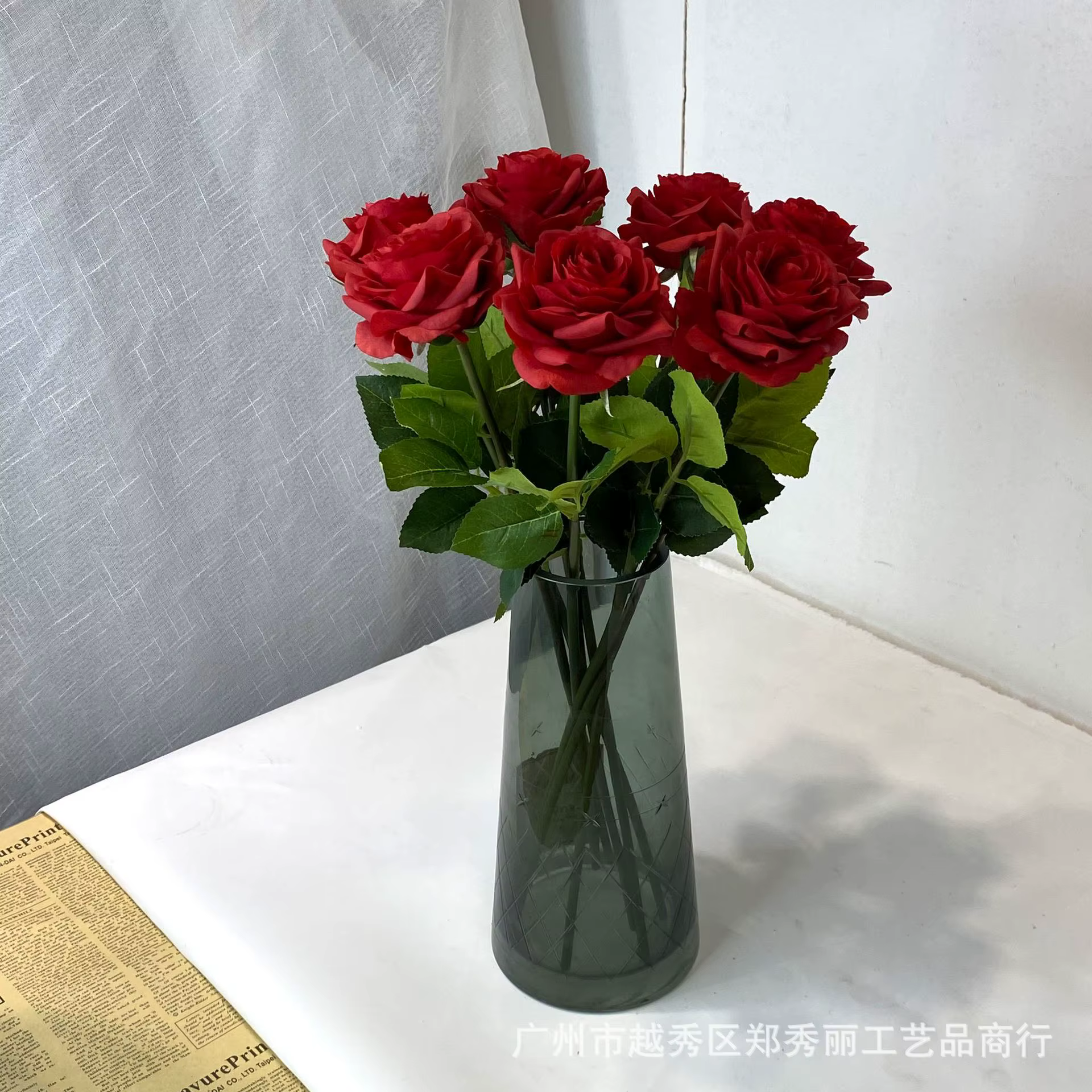Lot de 5 roses artificielles Alice à tête unique