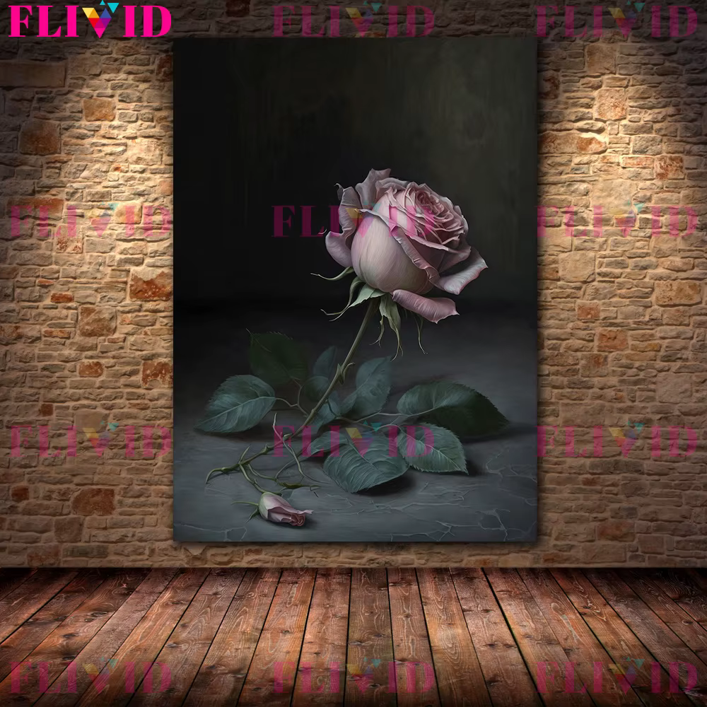 Peinture sur toile d'art mural floral botanique sombre