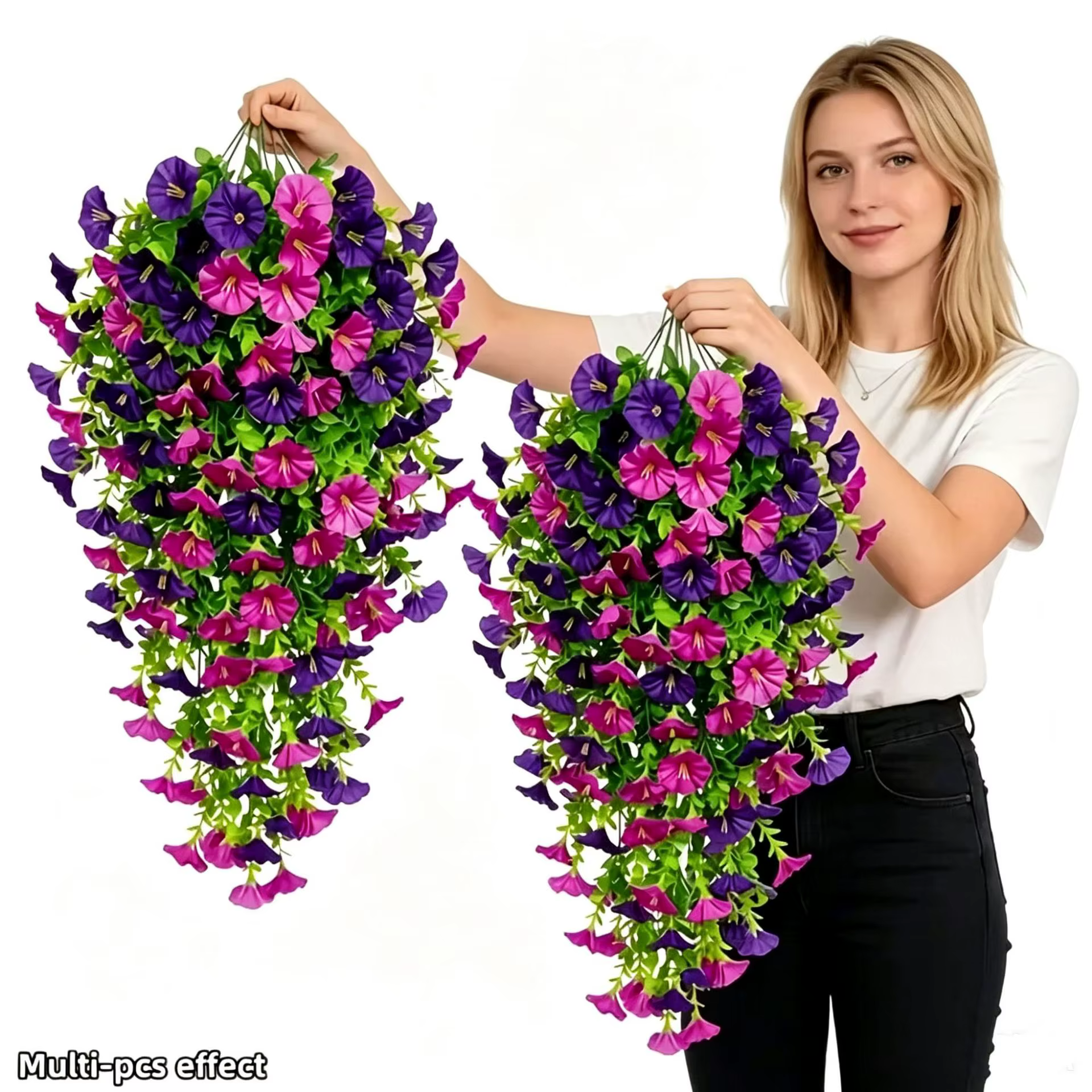 Fleur artificielle suspendue pour décoration intérieure et extérieure : simulation de volubilis et de trompette de mer