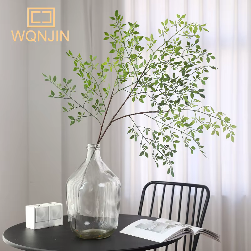 Fleur artificielle plante verte Nandina feuilles de Silicone
