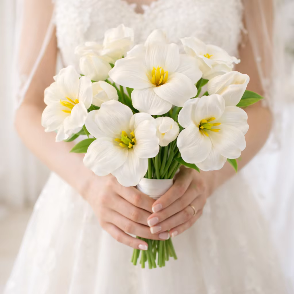 Bouquet de 8 fleurs artificielles en forme de tulipe marron