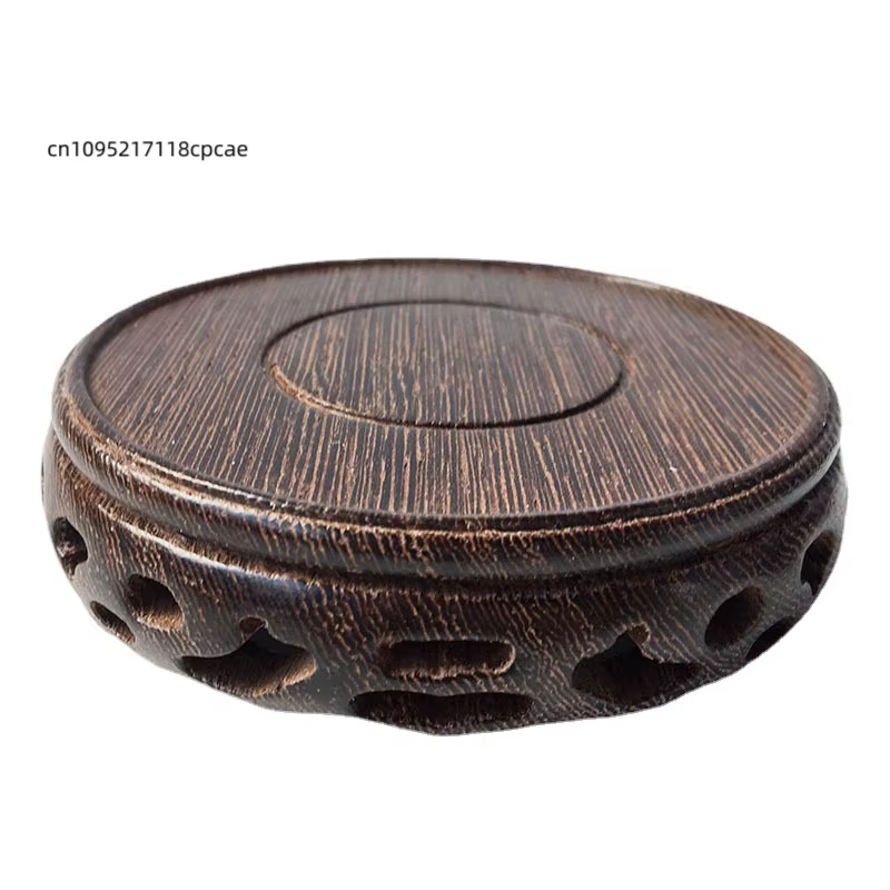 Support de Présentation Rond en Bois Sculpté Élégant pour Plantes Bonsaï et Théières – Base Décorative Creuse pour la Maison et le Salon