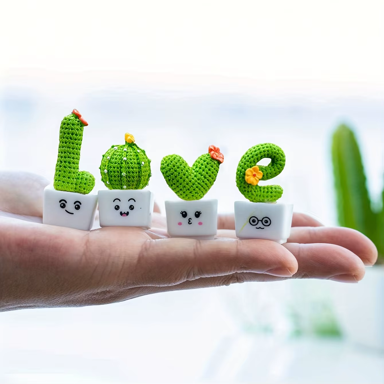 1 ensemble de Mini plante verte Cactus en résine