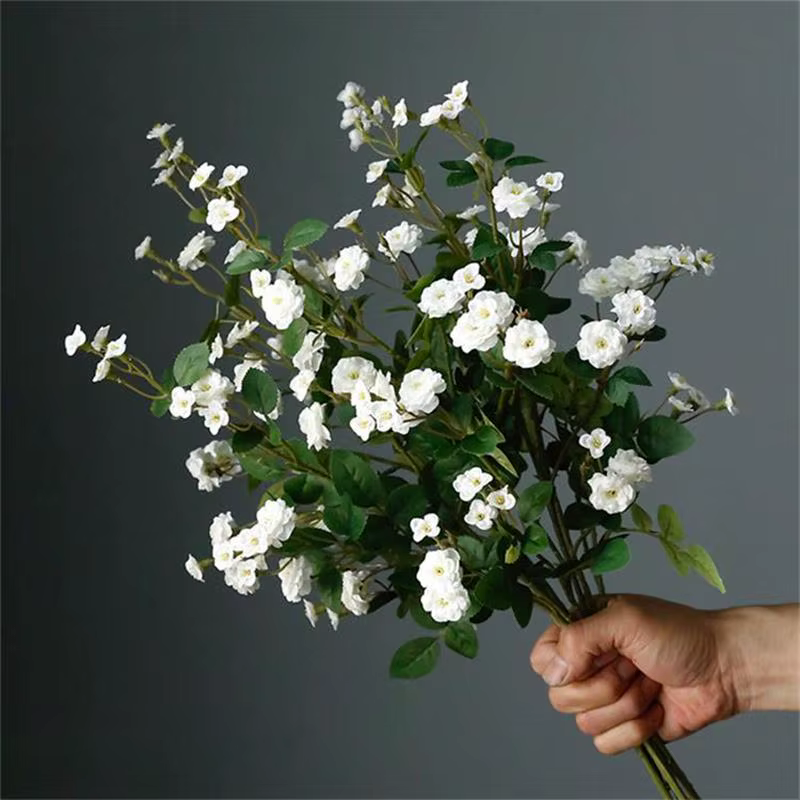 1Pcs Blanc Pastorale Jardin Minuscule Rose Soie Fleurs Artificielles Salon Décoration Style Moderne Décoratif