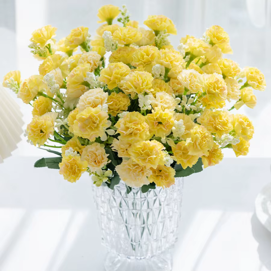 5 fourchettes 15 têtes de fleurs artificielles