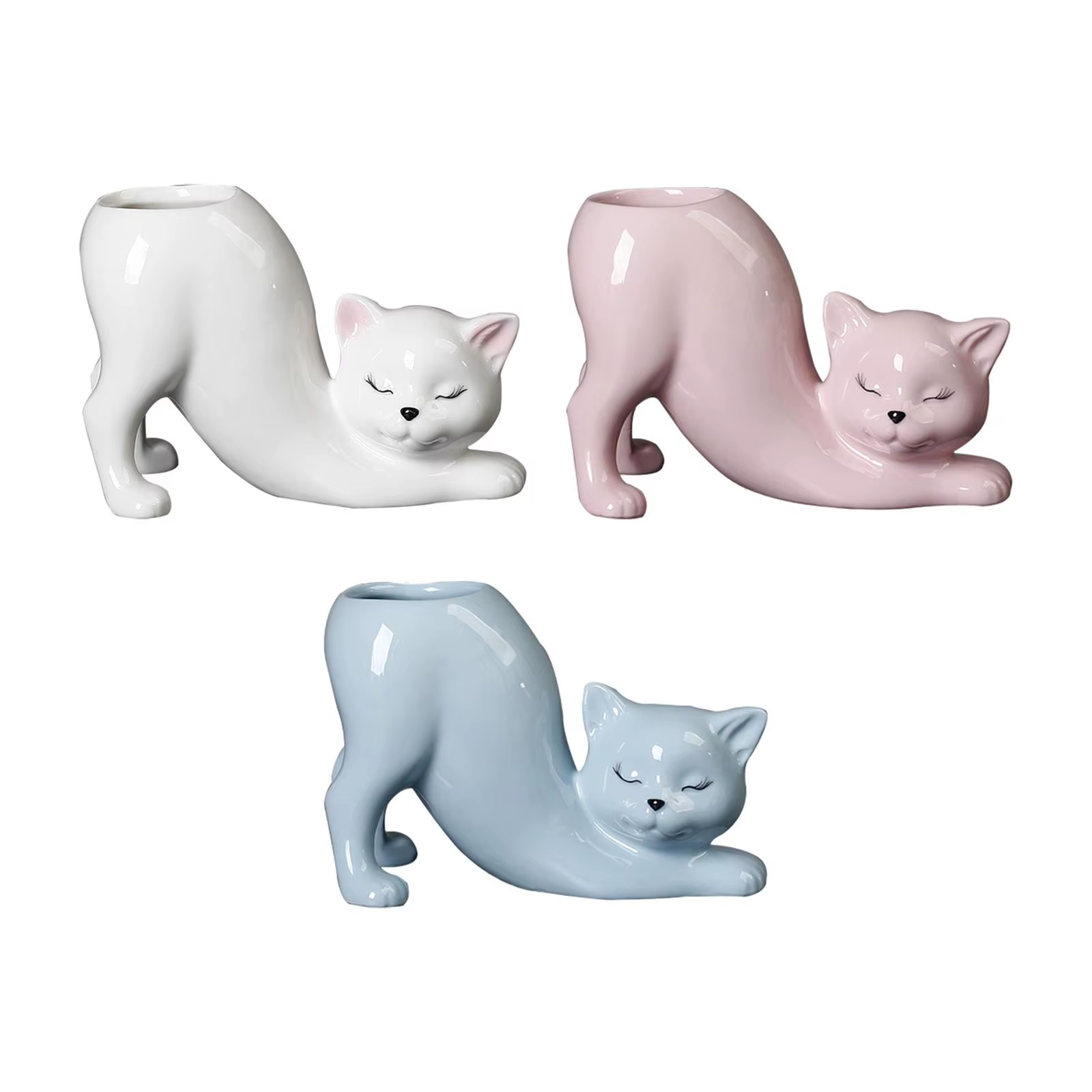 Pot de fleur de chat de dessin animé en céramique