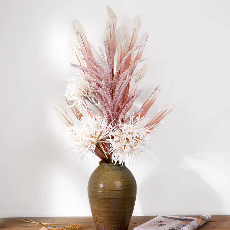 Grandes fleurs artificielles rétro pour décoration de bureau