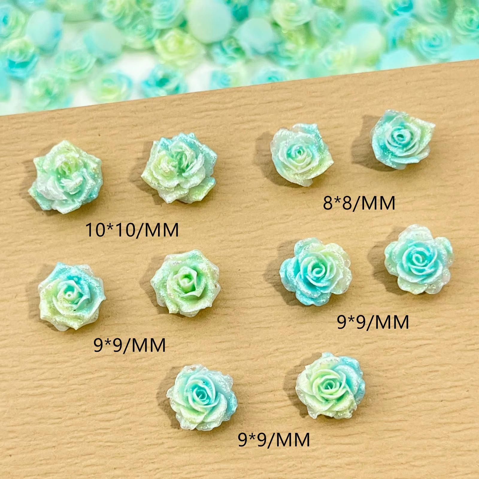 50 pièces de fleurs artificielles souples bleues et jaunes