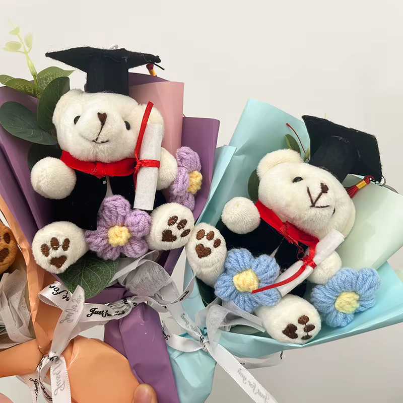 Bouquet de fleurs artificielles au crochet ours Kawaii