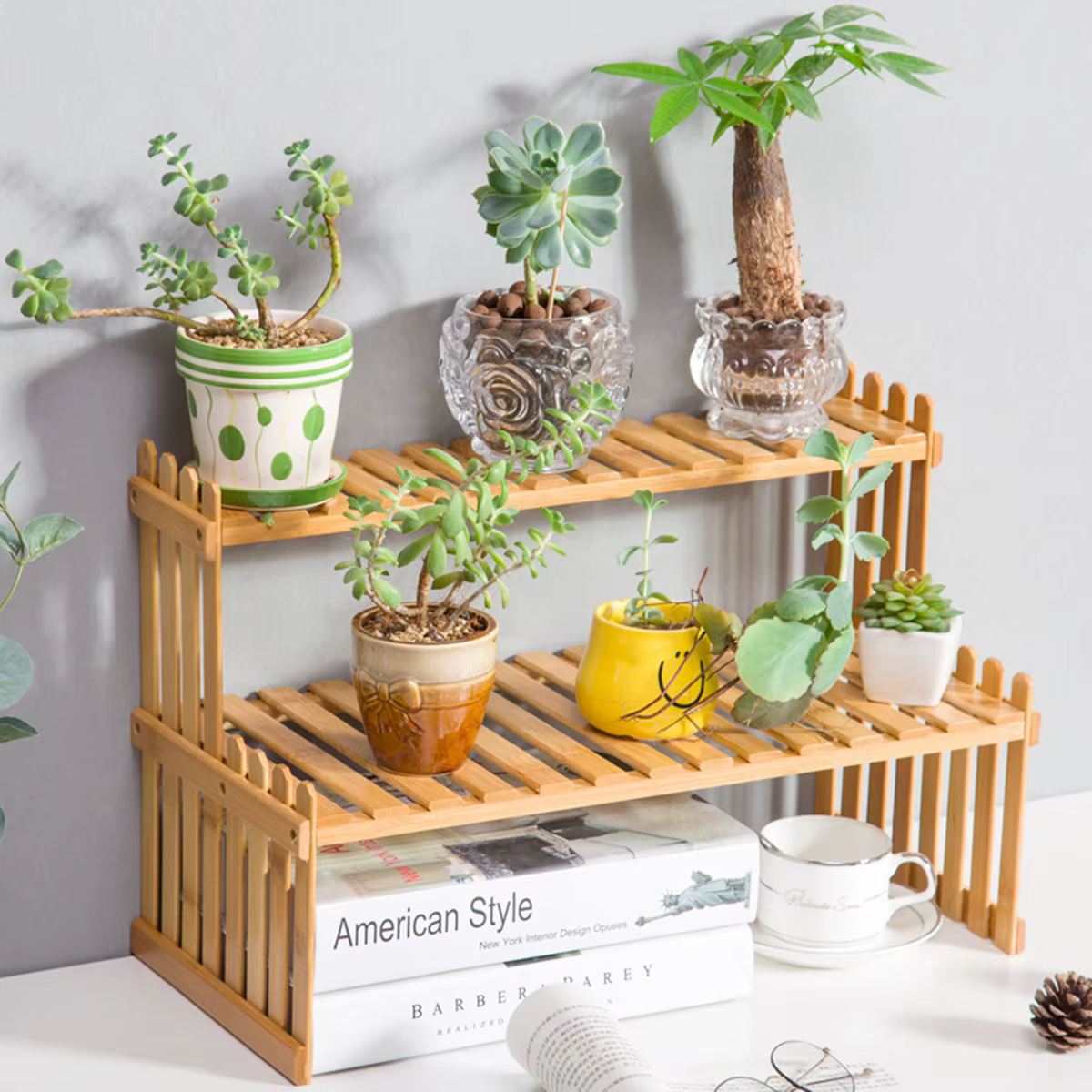 Étagère en bois pour plantes d'intérieur
