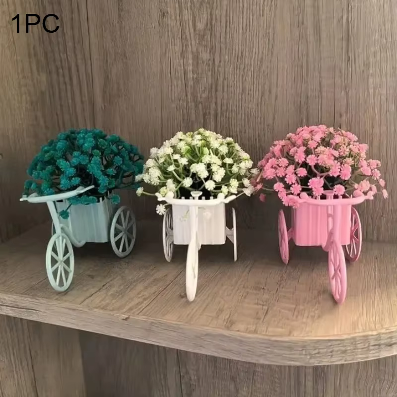 1 pièce Décoration florale artificielle style tricycle