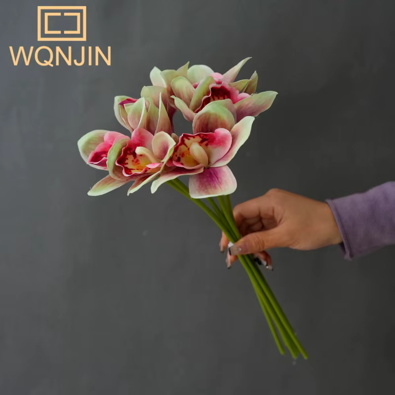 1 Bouquet, Bouquets d'orchidées artificielles à 6 têtes