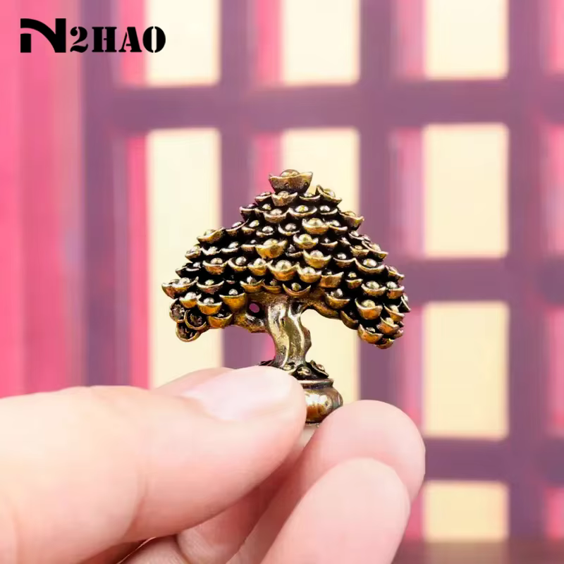Figurines Feng Shui d'arbre de richesse chinoise en laiton