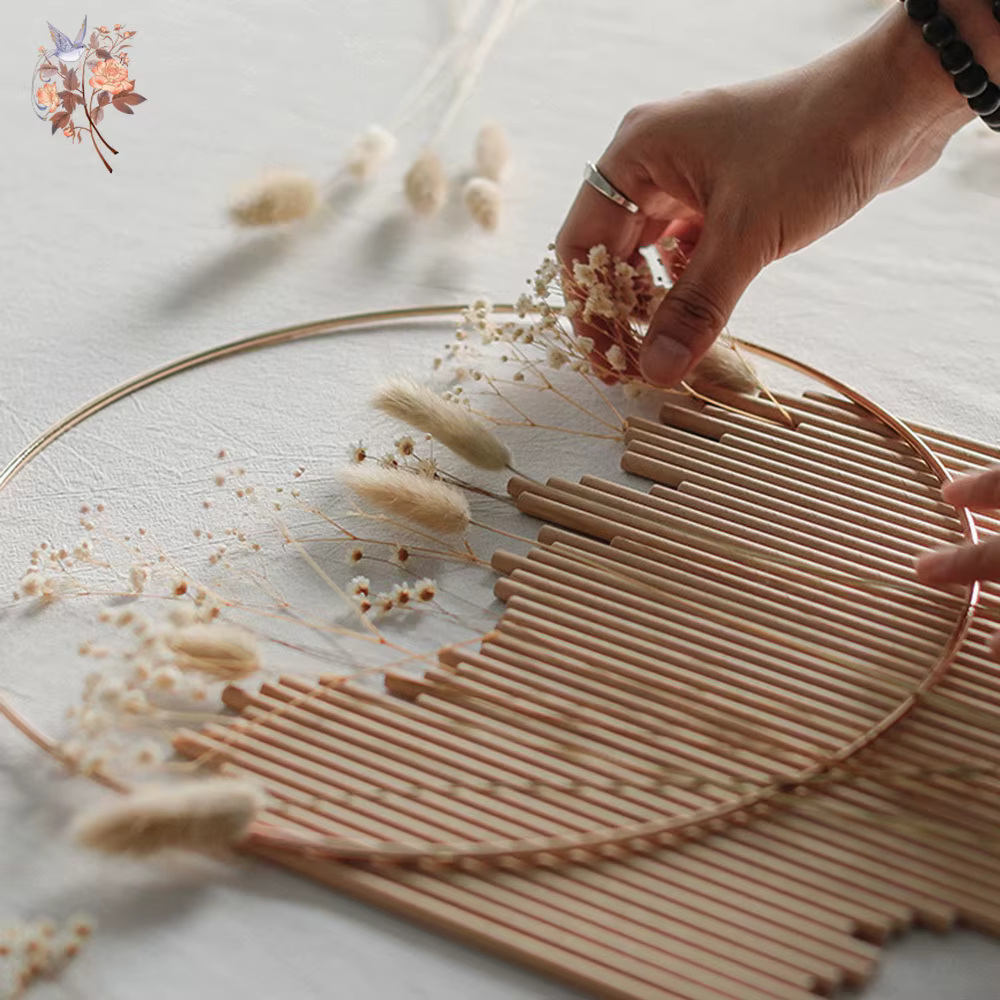 Couronne de fleurs séchées de qualité supérieure faite à la main