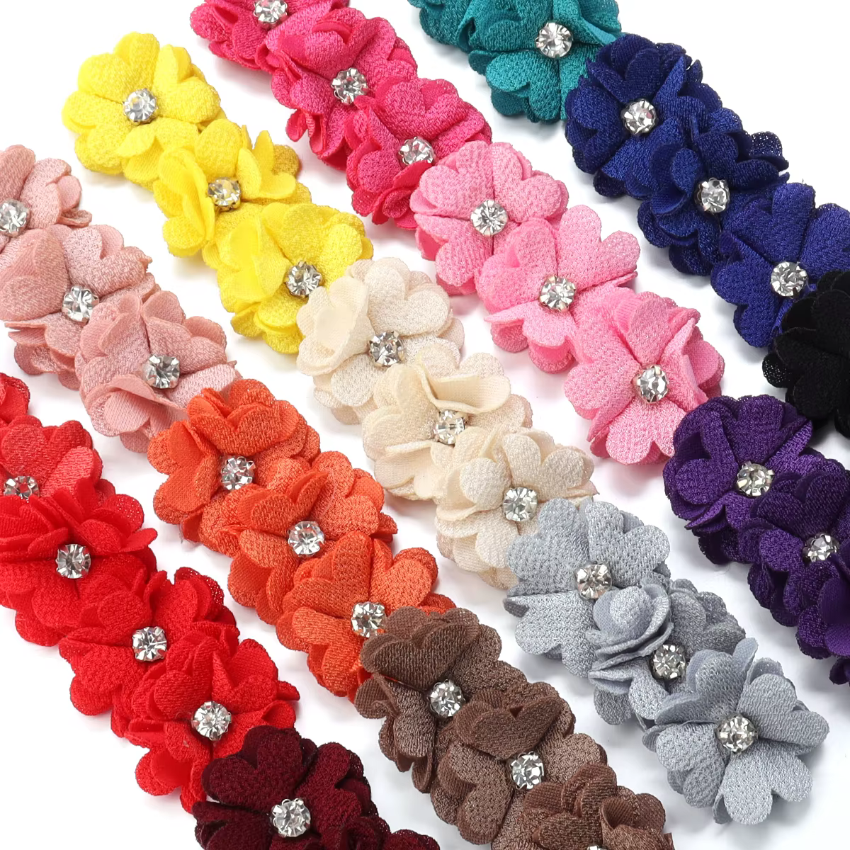 Fleurs en tissu toile de jute 3.5cm, 10 pièces/lot, fleurs artificielles centrées en strass pour bricolage, artisanat, accessoires pour vêtements, décoration de mariage