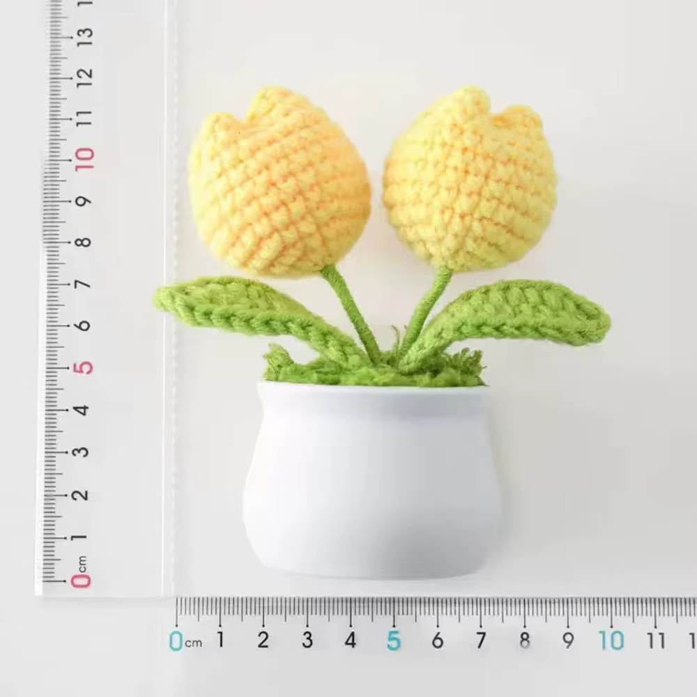 Tulipes Crochet fleur en pot créatif tissé Rose fleurs fini tricoté plante tulipanes Tejidos