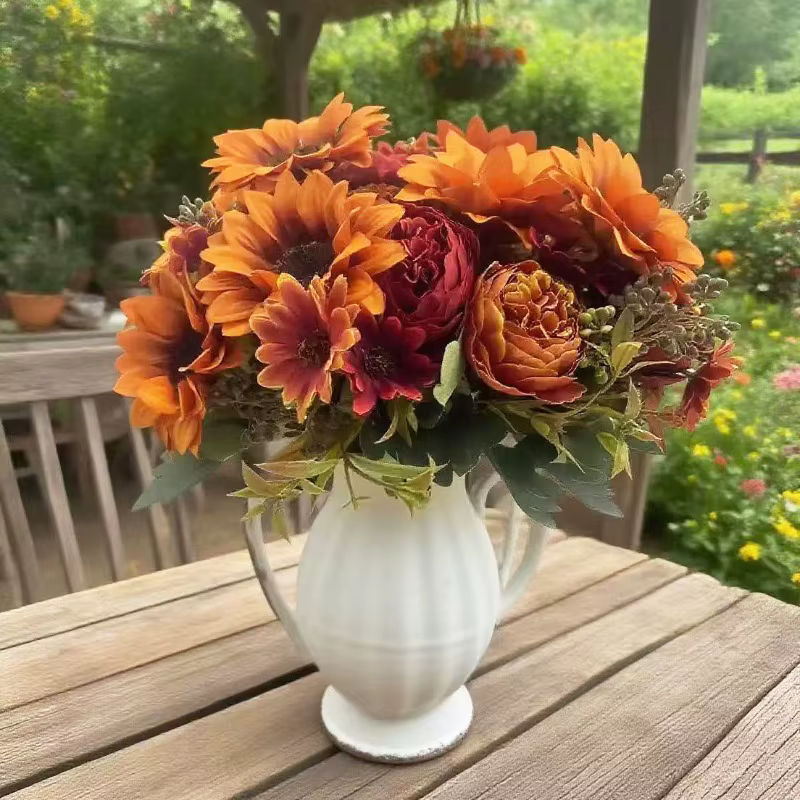 Bouquet de chrysanthème tournesol en soie