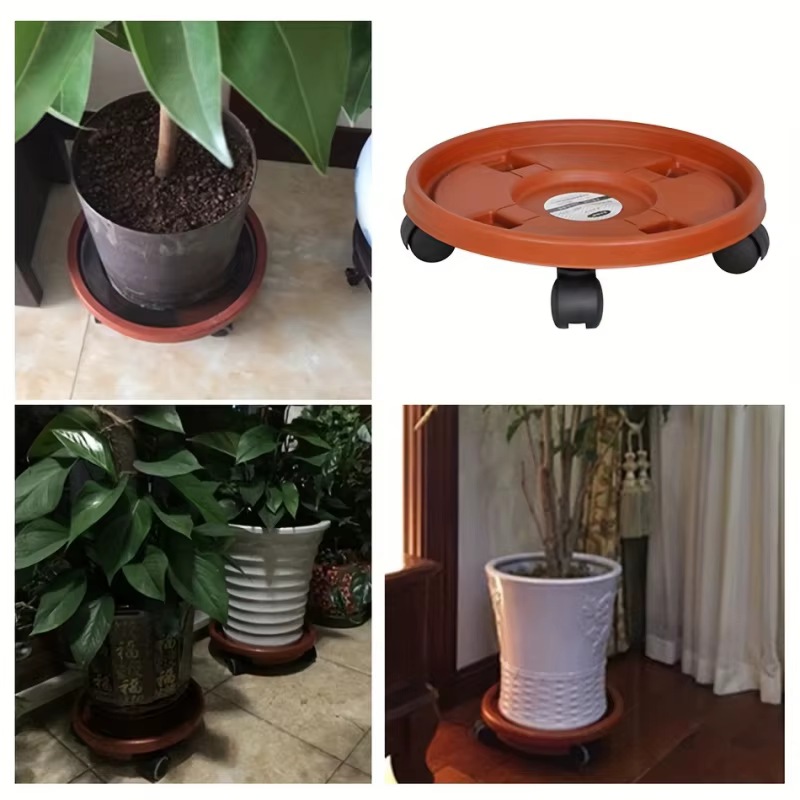 Plateau pour pot de fleurs avec roulettes universelles mobiles