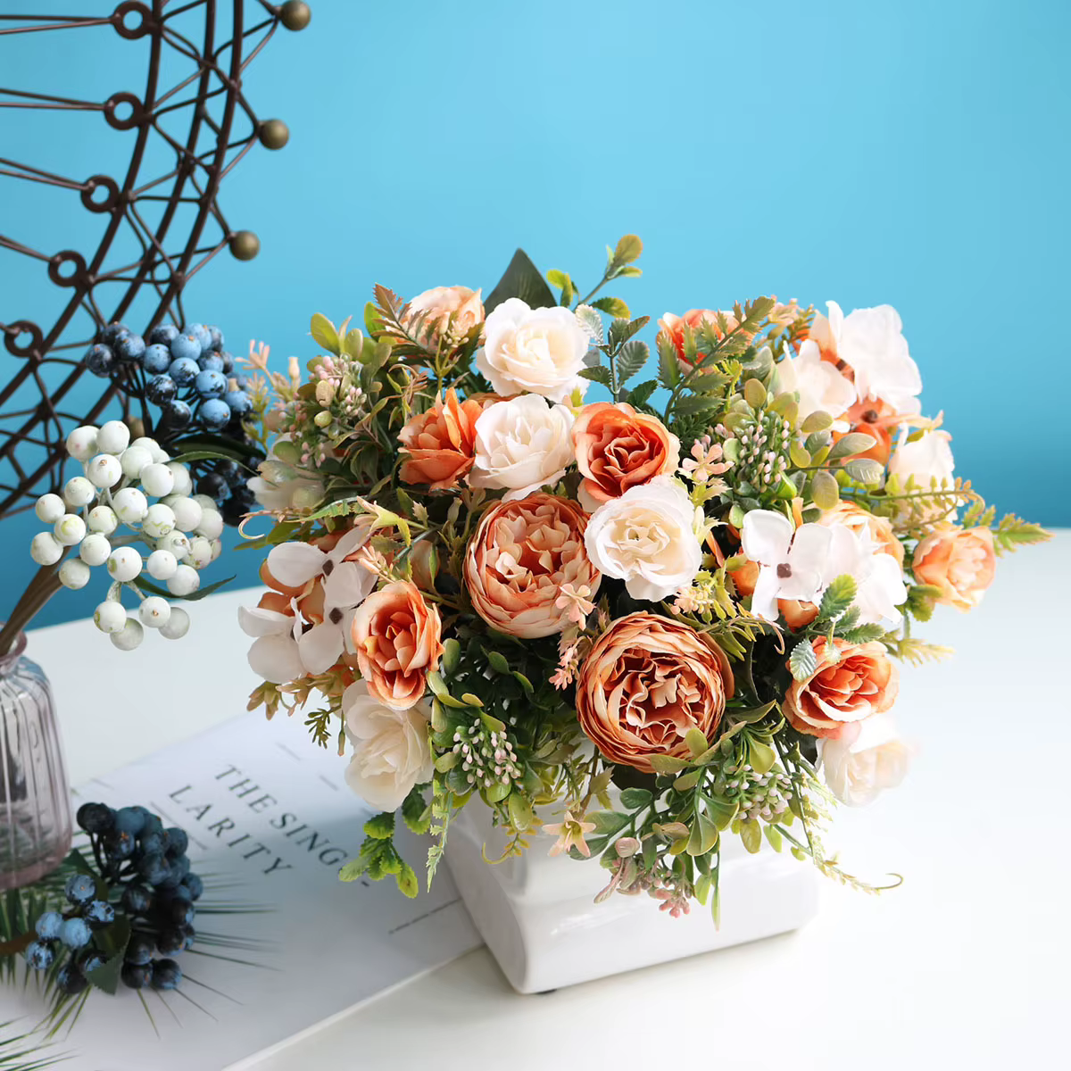 Pivoines Rose fleurs artificielles automne fausse pivoine soie hortensia