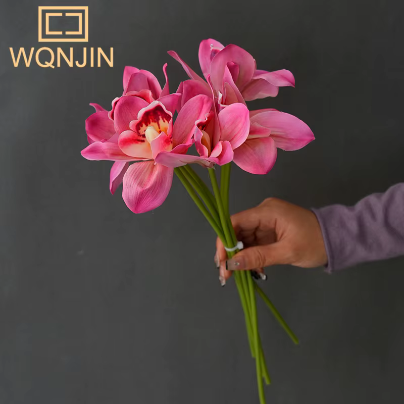 1 Bouquet, Bouquets d'orchidées artificielles à 6 têtes