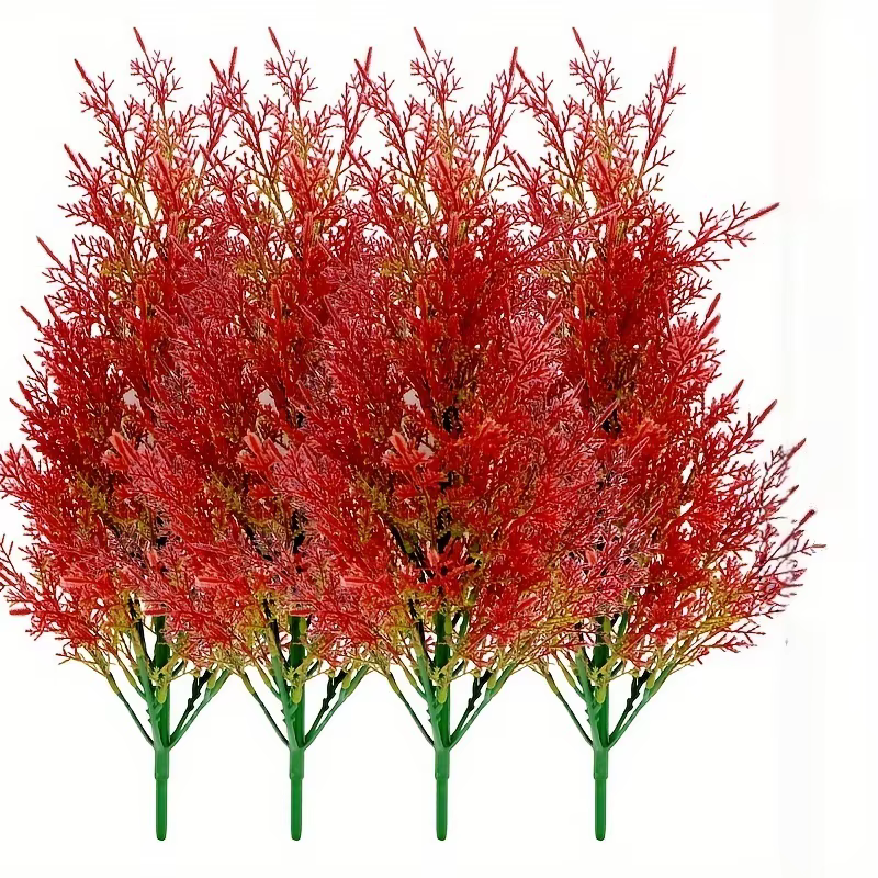 4 piniers artificiels vibrants - Plantes vertes riches pour Noël et la décoration intérieure